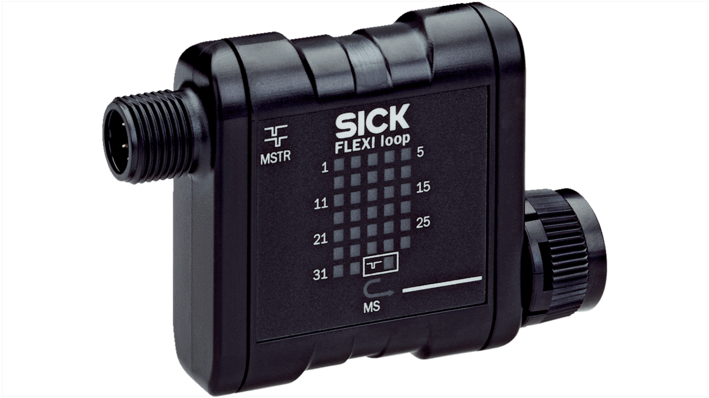 Modulo Sick FLA-MSTR00001 per collegamento Flexi Classic, dimensioni 68,15 x 48 x 18 mm, alimentazione 16,8-30 V c.c., connessione fino a 32 sensori.