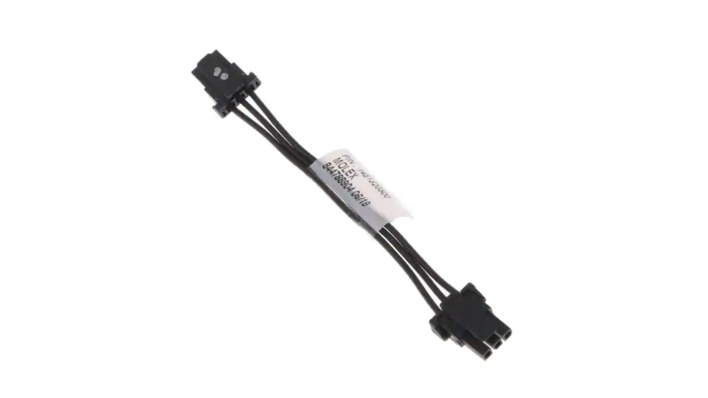 Cavo Molex Micro-Fit TPA, 75 mm, connettori maschio a 3 contatti, design compatto, guaina nera, terminazione a crimpare.