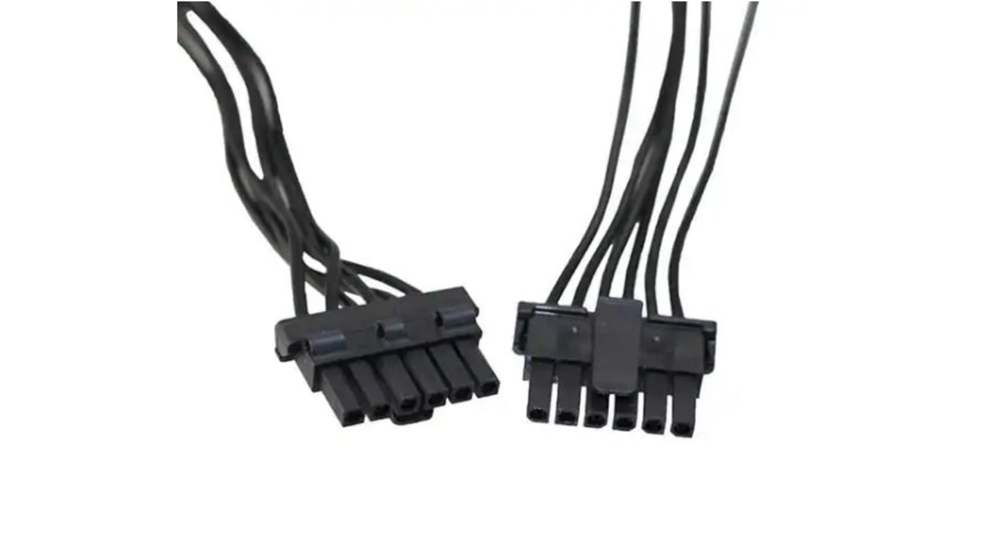 Cavo Molex Micro-Fit TPA, 1m, connettori maschio a 6 contatti, design compatto, guaina nera, terminazione a crimpare.