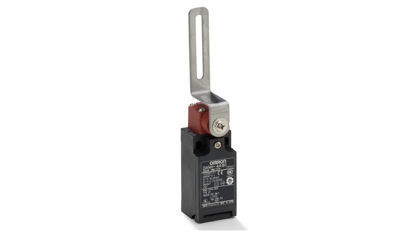 Omron D4NH-4BBC, interruttore di interblocco di sicurezza a cerniera, grado di protezione IP67, contatti 2NC, custodia in plastica.