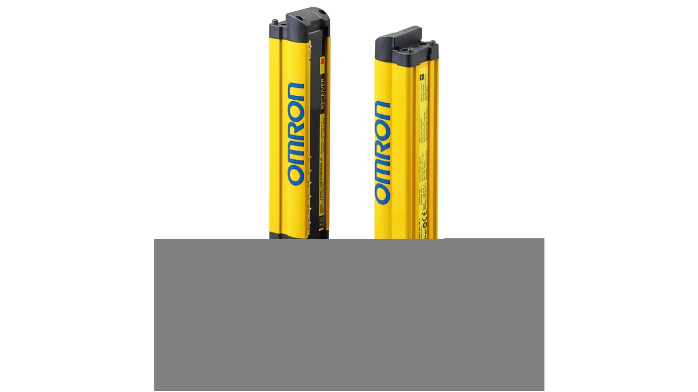 Barriera fotoelettrica di sicurezza Omron F3SG-4RE0160P14, 15 fasci, risoluzione 14 mm, IP65/IP67, facile montaggio.