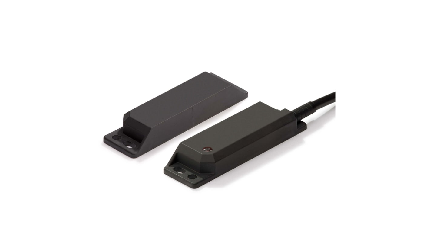 Interruttore di sicurezza senza contatto Omron F3S-TGR, tecnologia Hall, grado di protezione IP67, dimensioni 15x37 mm, cavo 2 m.
