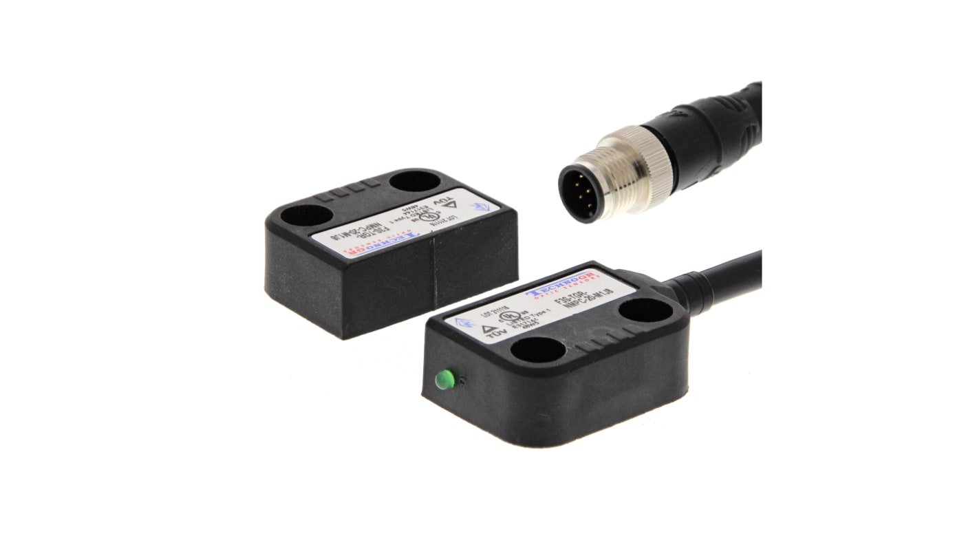 Interruttore di sicurezza senza contatto Omron F3S-TGR, custodia in plastica, tecnologia Hall, dimensioni 37mm x 15mm, grado di protezione IP67.