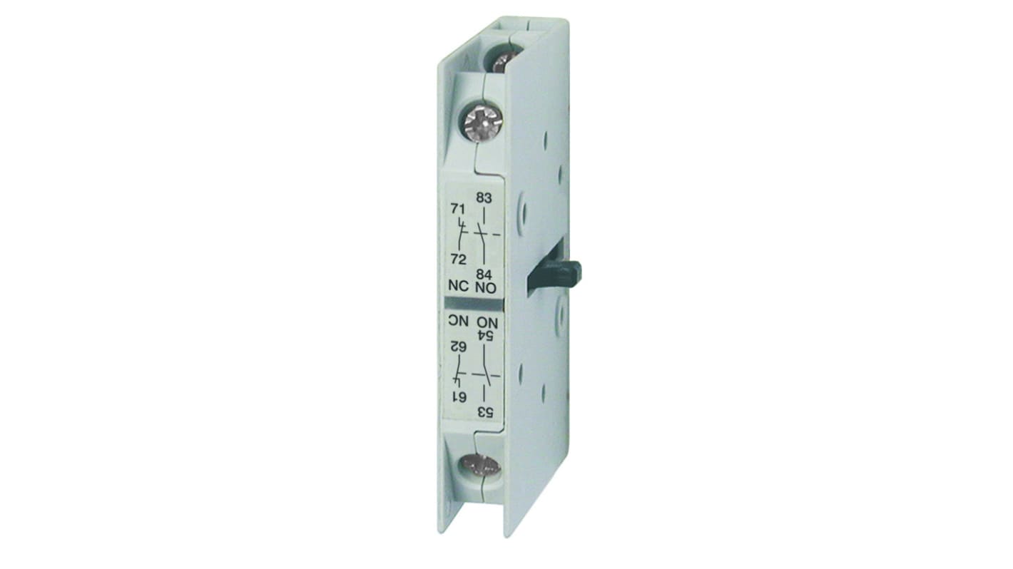 Blocco contatti ausiliari Omron J73KN-C-11S, 2 contatti (1 N/C + 1 N/A), montaggio laterale, corrente 10 A, tensione 690 V.