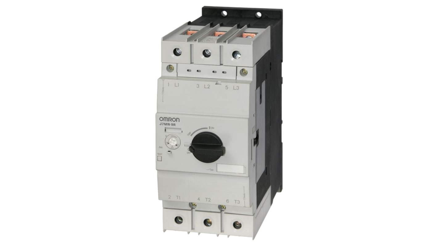 Interruttore automatico motore Omron J7MN-9R-75, 690V, 75A per motori trifase. Protezione affidabile e compatto.