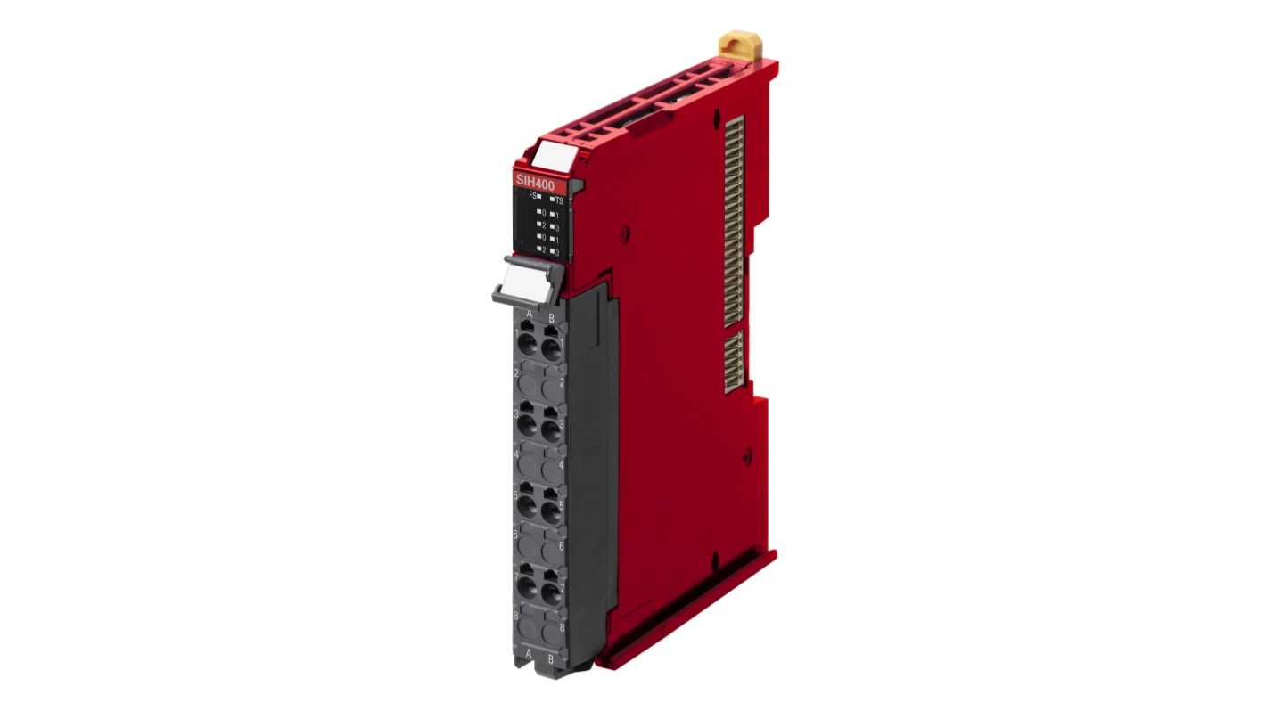 Modulo di ingresso di sicurezza Omron NX-SIH400, 4 ingressi digitali, 24 V c.c., dimensioni 12 x 100 x 71 mm.