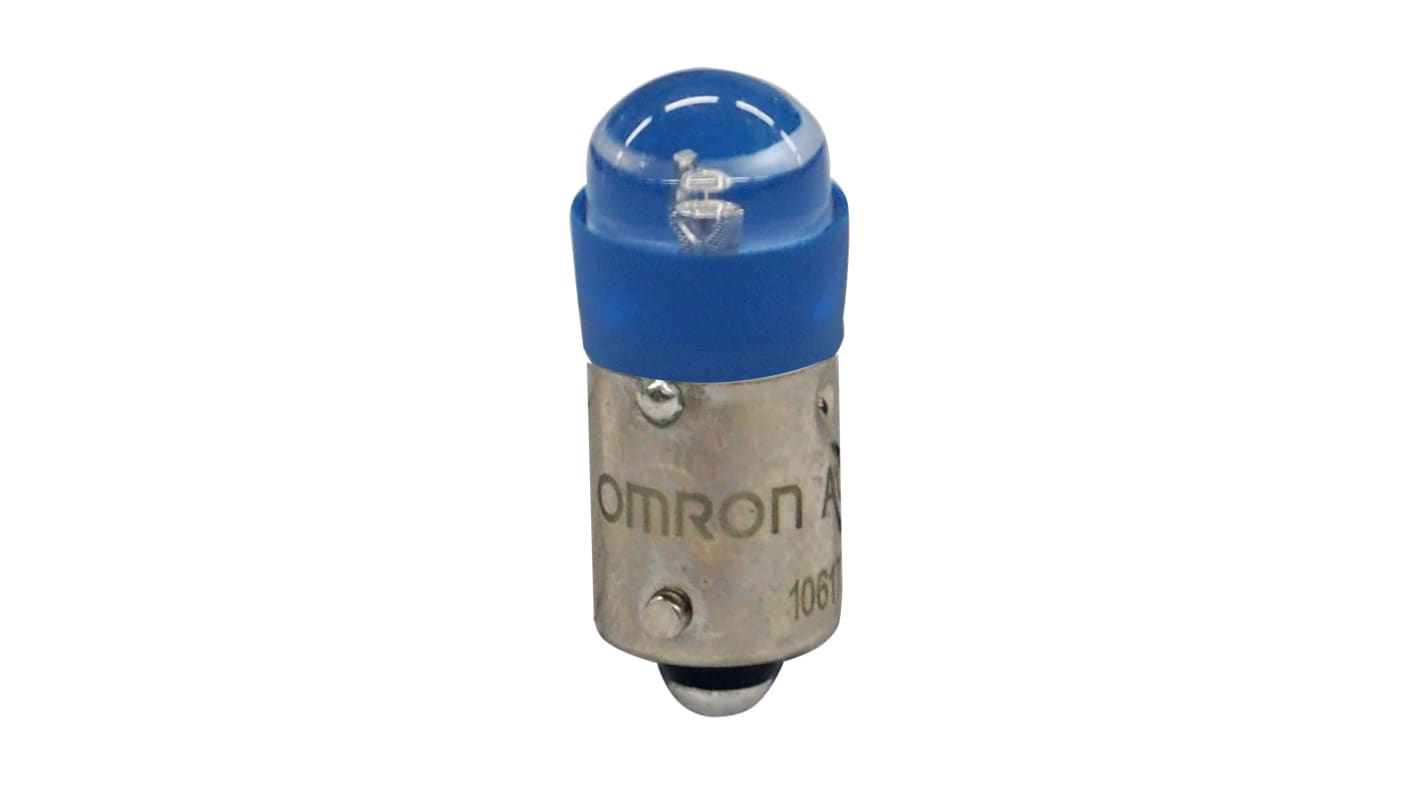 Lampada a pulsante LED Omron A22NZ-L-AB, blu, 12 V, per applicazioni industriali, completa di accessori e lampadina.