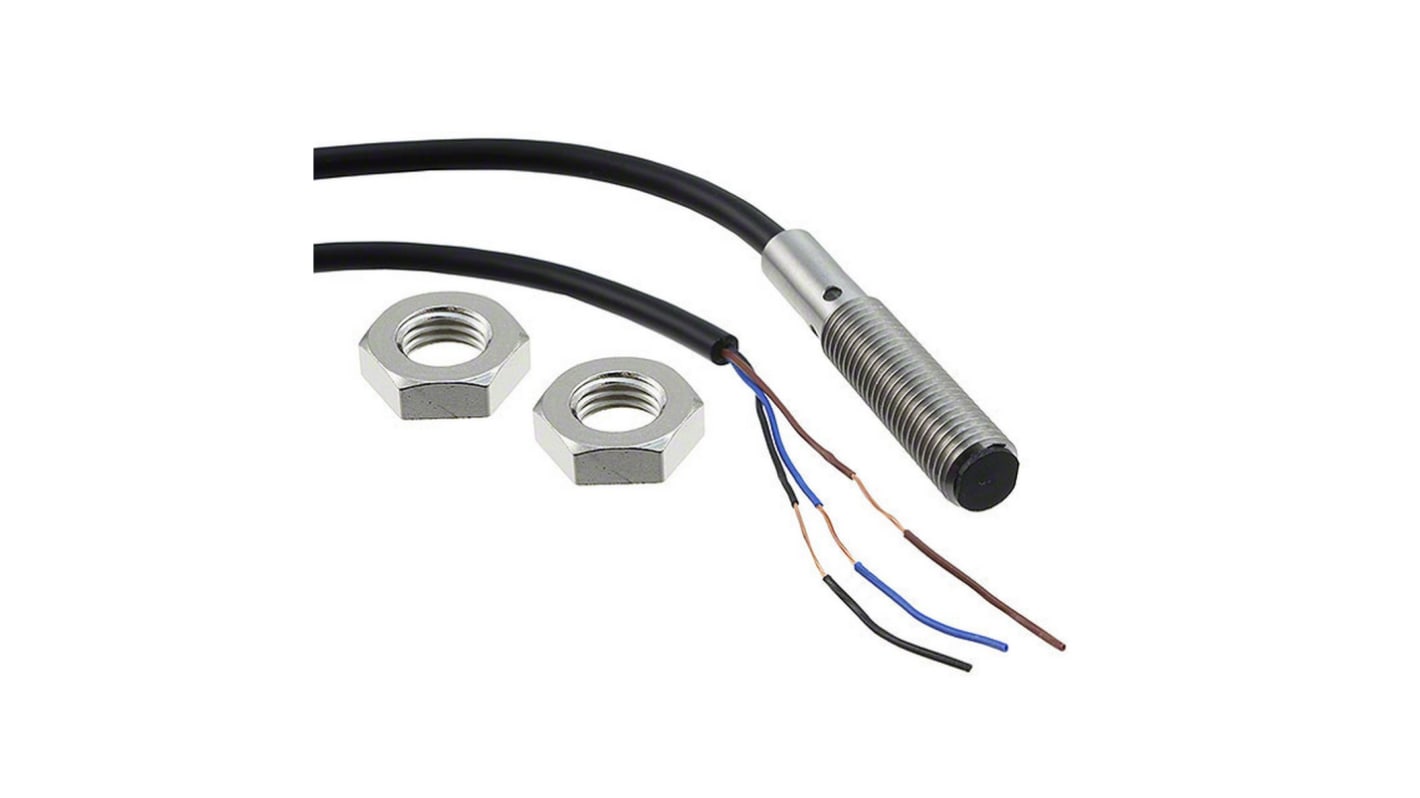 Sensore di prossimità induttivo cilindrico Omron E2B-S08KS02-WP-B1 5M, PNP, M8, rilevamento 2 mm, IP67, corpo in acciaio, 42 mm.