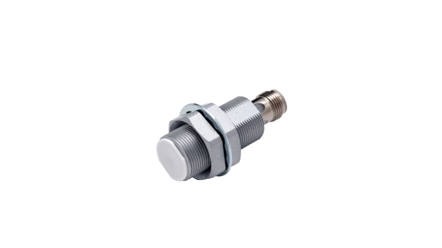 Sensore di prossimità induttivo cilindrico Omron E2EQ-X12B1T18-M1, PNP, M18 x 1, rilevamento 12 mm, IP67, lunghezza 53 mm.