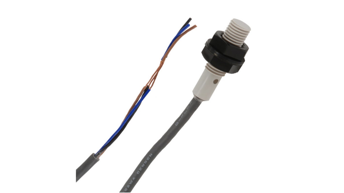 Sensore di prossimità induttivo cilindrico Omron E2F-X2F1 2M, PNP, M12, rilevamento 2 mm, IP68, -25 a 70 °C.