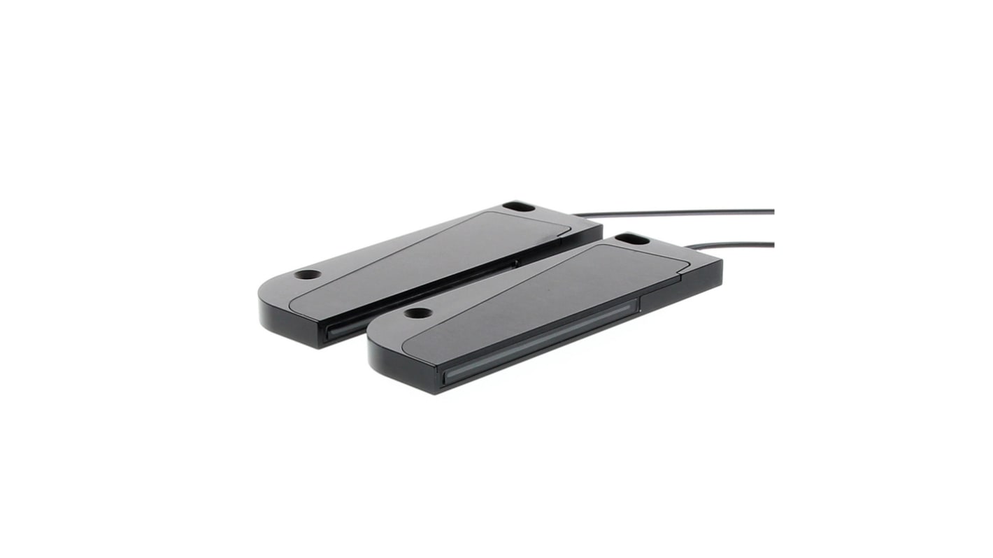 Sensore per fibre ottiche Omron E32-ET16WR-1 2M, rilevamento a fascio passante, IP54, cavo 2 m, altezza 70 mm, gamma 4000 mm.