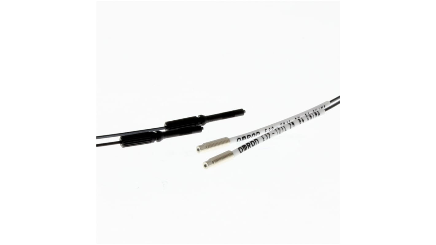 Sensore per fibre ottiche Omron E32-T21L 2M, rilevamento a fascio passante, diametro 3 mm, distanza 1200 mm, cavo 2 m.
