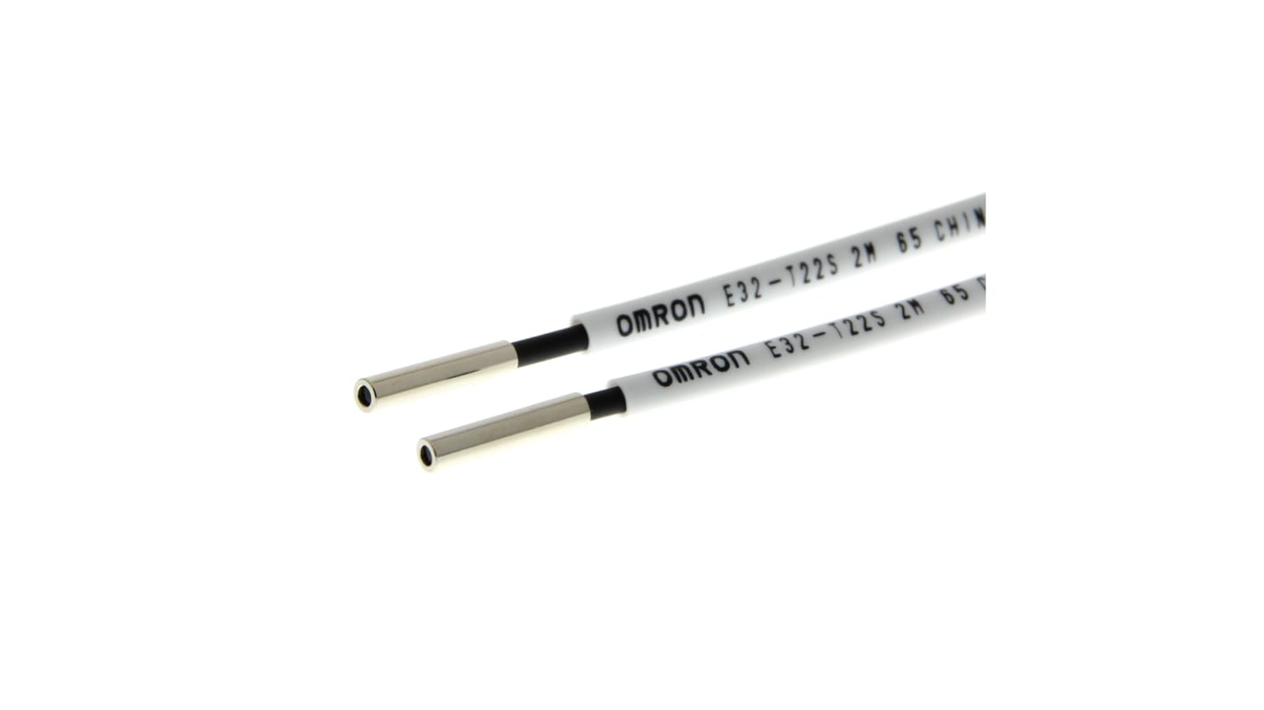 Sensore per fibre ottiche Omron E32-T22S 2M, testa cilindrica da 3 mm, cavo di 2 m, rilevamento fino a 4000 mm.