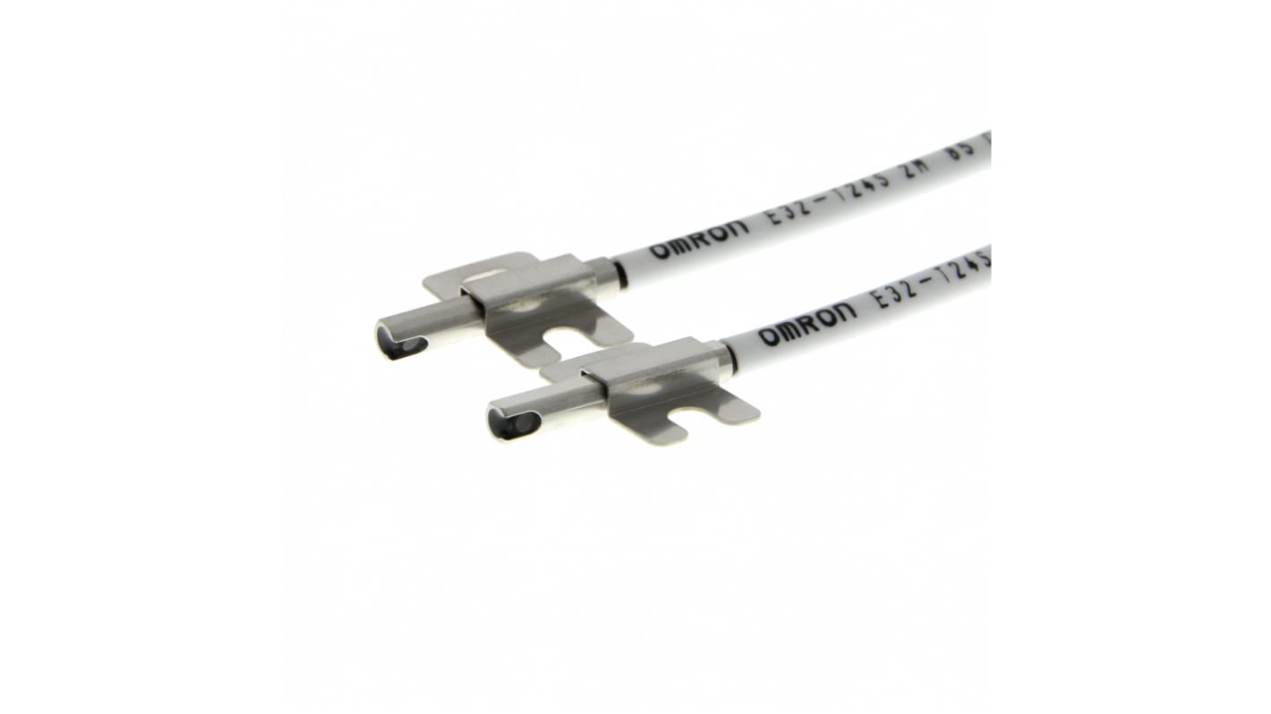 Sensore per fibre ottiche Omron E32-T24S 2M, diametro 3 mm, cavo 2 m, rilevamento fino a 3.900 mm, IP67, -40 a 70 °C.