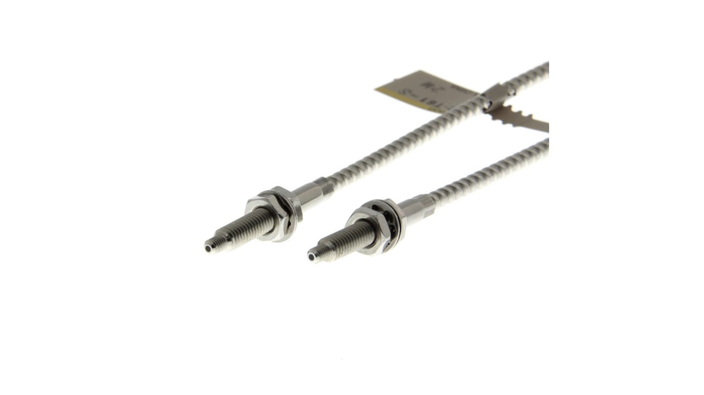 Sensore per fibre ottiche Omron E32-T61-S 5M, diametro 4 mm, rilevamento fino a 1350 mm, temperatura -60 a 350 °C.