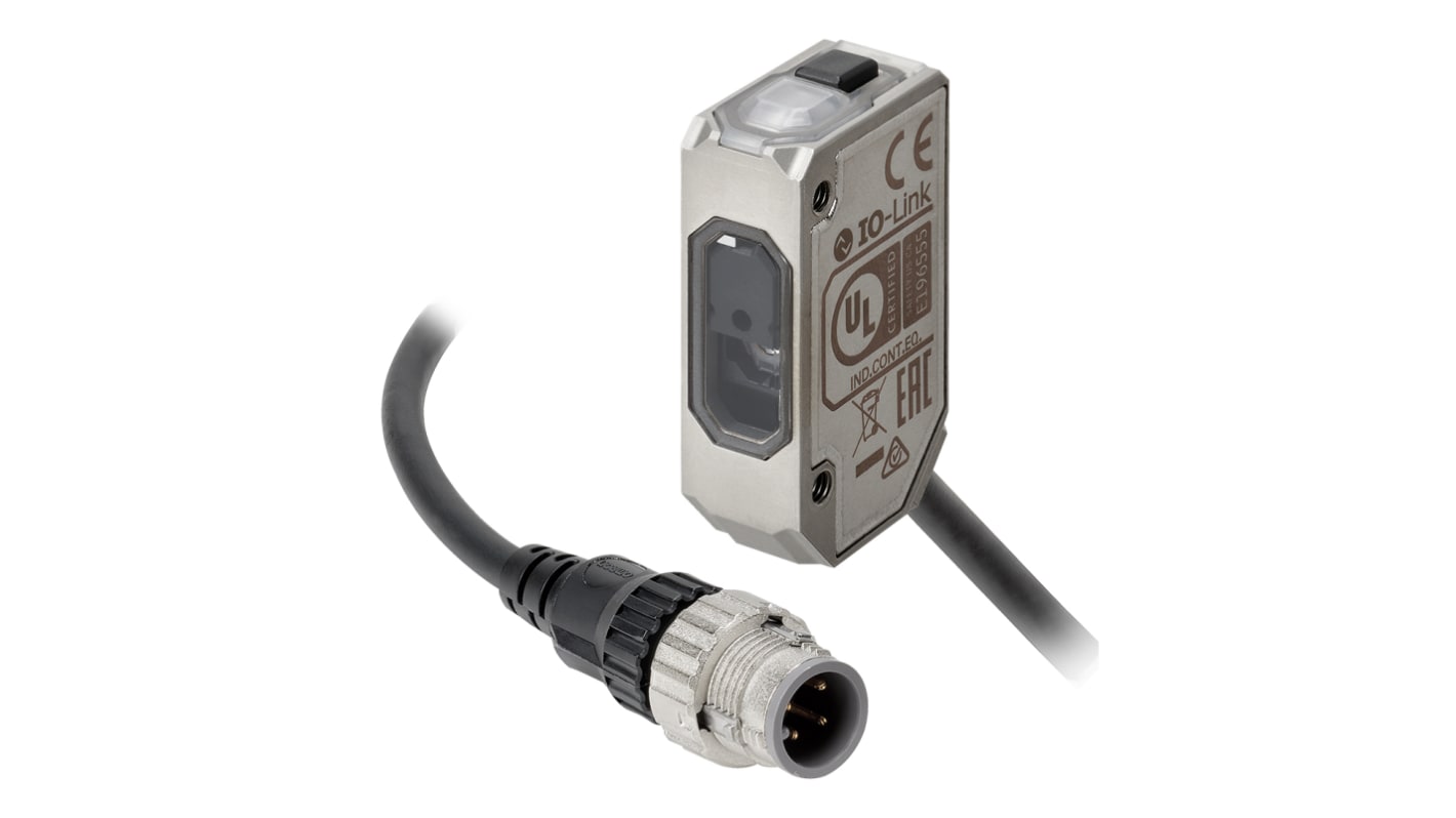 Sensore fotoelettrico Omron E3AS-F1500IMT-M1TJ 0.3M, rettangolare, rilevamento 50-1000 mm, uscita PNP, connettore M12.