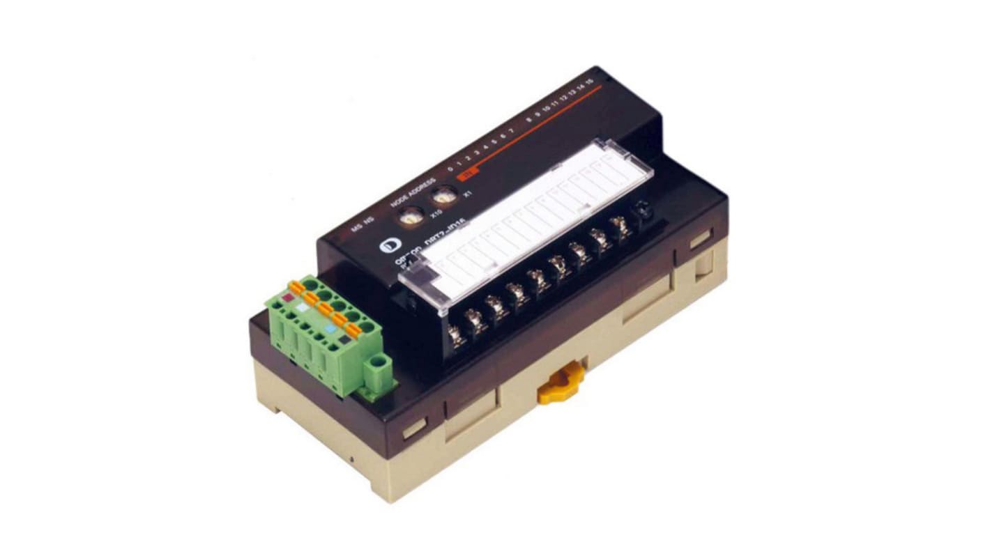 Modulo I/O PLC Omron DRT2-ID16 con 16 ingressi digitali, alimentazione 24 V c.c., compatibile con dispositivi DRT2.