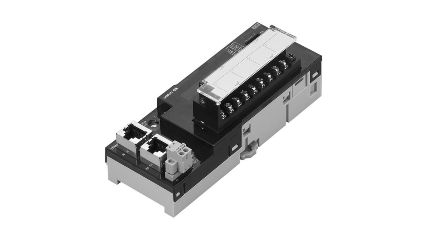 Modulo I/O PLC Omron GX-AD0471 per segnali analogici 0-5V e 4-20mA, compatibile con sistemi PLC, comunicazione veloce.