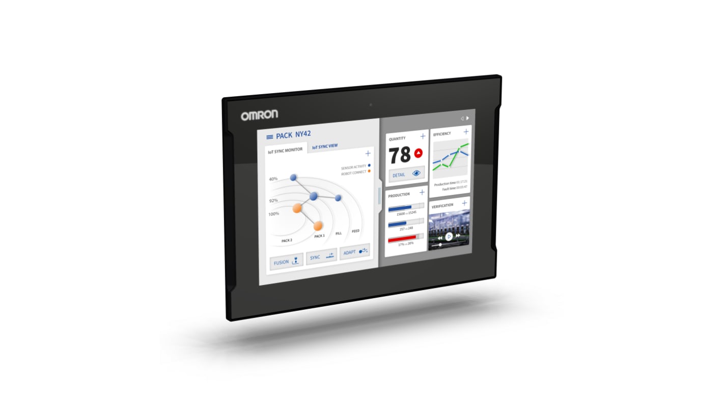 Monitor industriale Omron NYM12W-C1000, 12,1 pollici, touch screen multitouch, montaggio semplice, retroilluminazione regolabile.