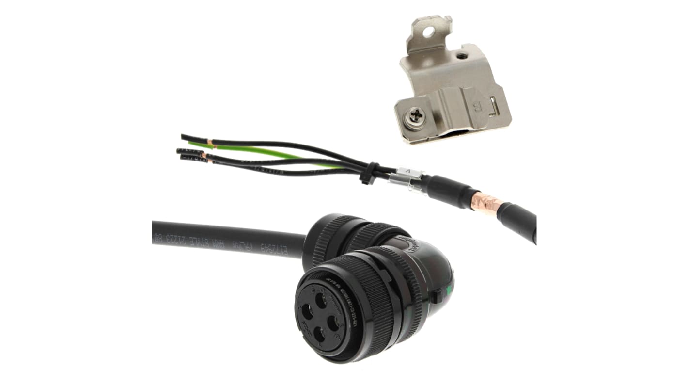 Cavo di alimentazione Omron R88A-CA1E003SF-E per servomotori, lunghezza 3 m, tensione 400 V, potenza 400-2000 W.