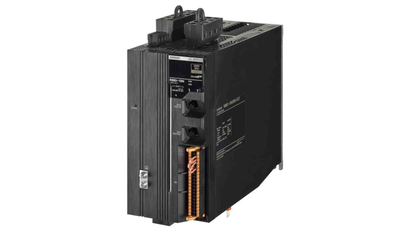 Servocomando Omron R88D-1SN15H-ECT, 1 fase, 1,5 kW, 230 V, con innesto rapido e controllo dell'anello per overshoot.