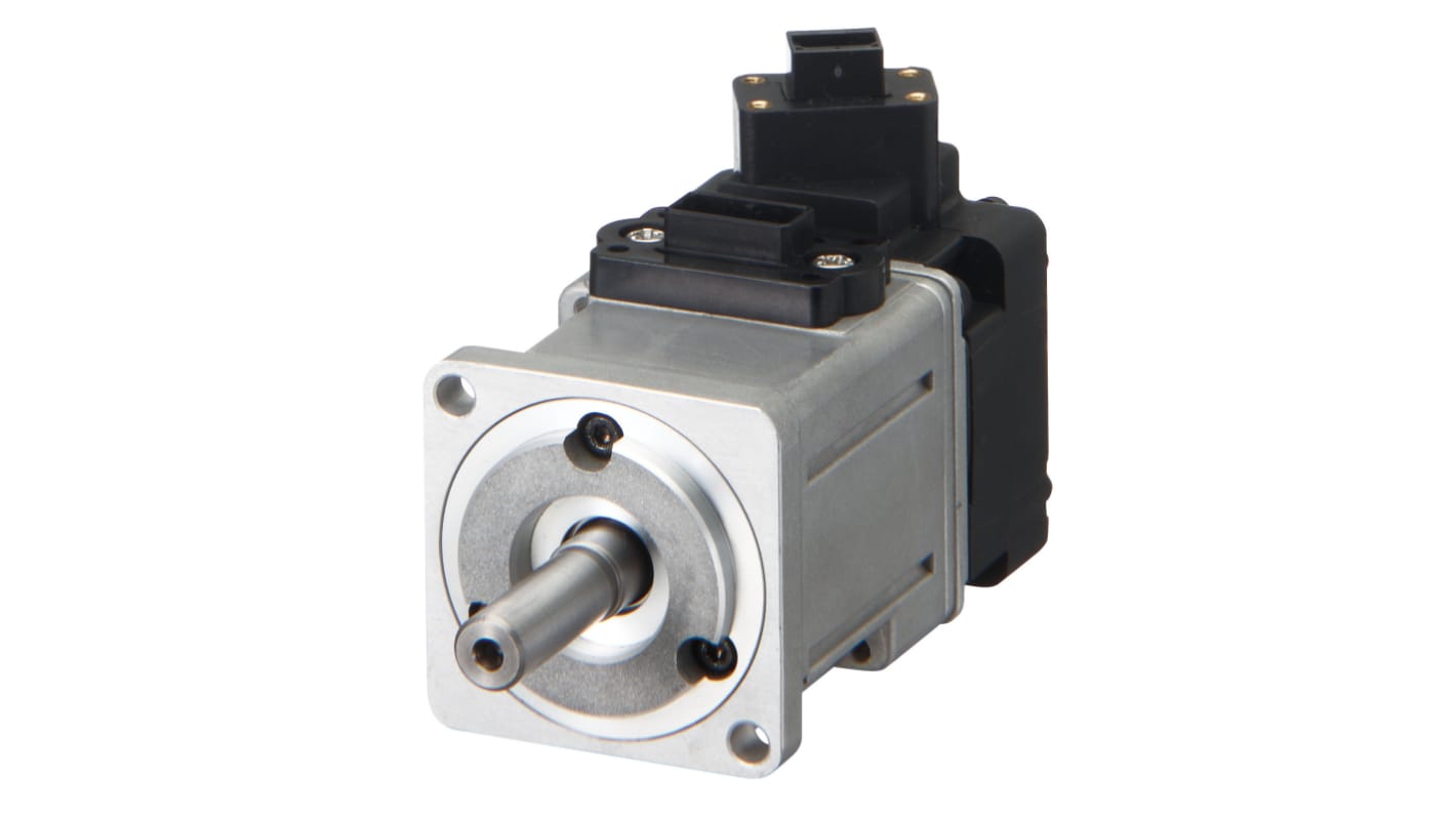 Servomotore monofase Omron R88M-KH40030H-BS2-D, 400 W, 200 V, velocità 3000 giri/min, coppia 1,3 Nm, protezione IP67.