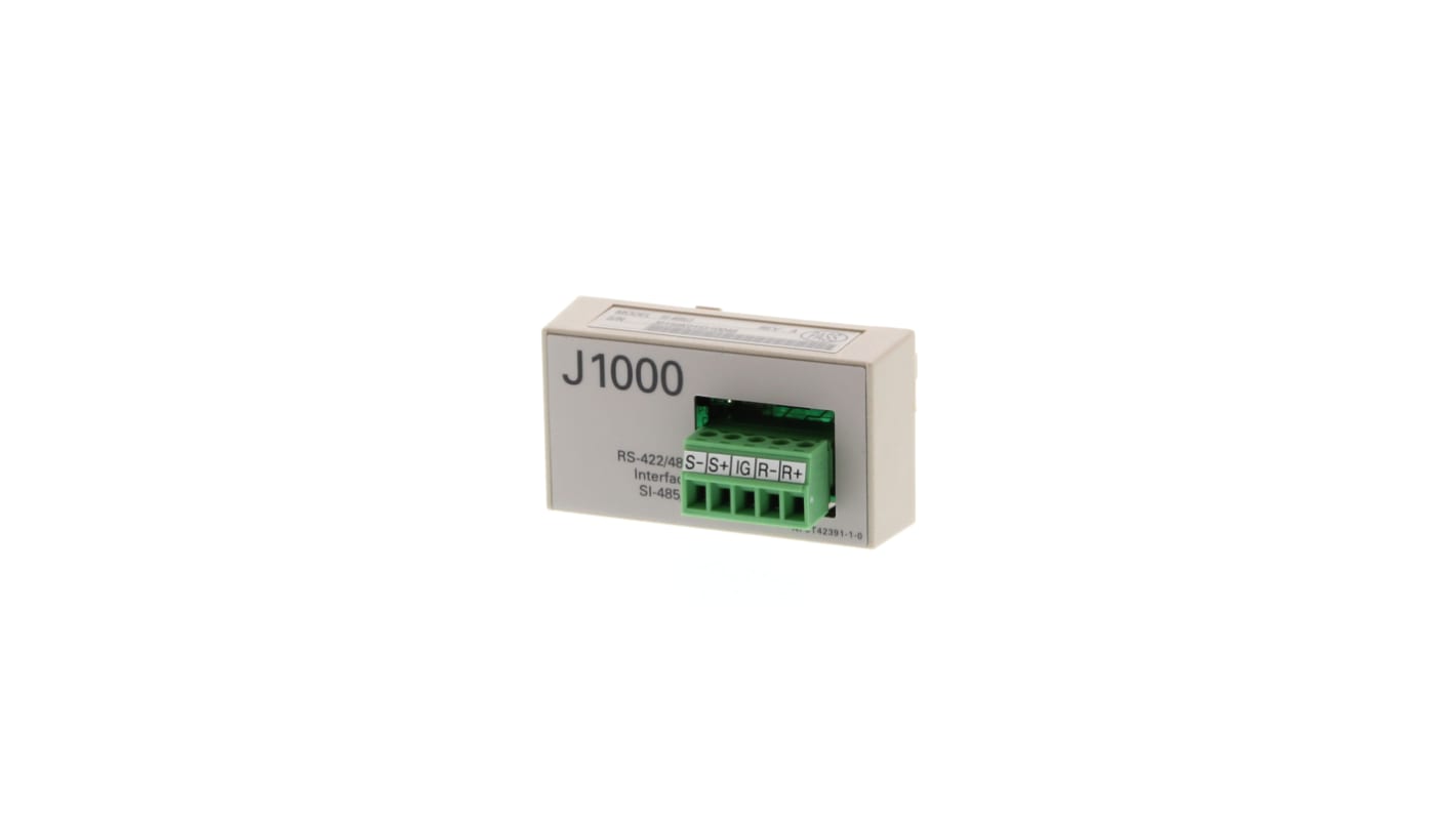 Scheda di comunicazione Omron SI-485/J per inverter CIMR-J1000, compatibile con RS-422/485, conforme a CE e RoHS.