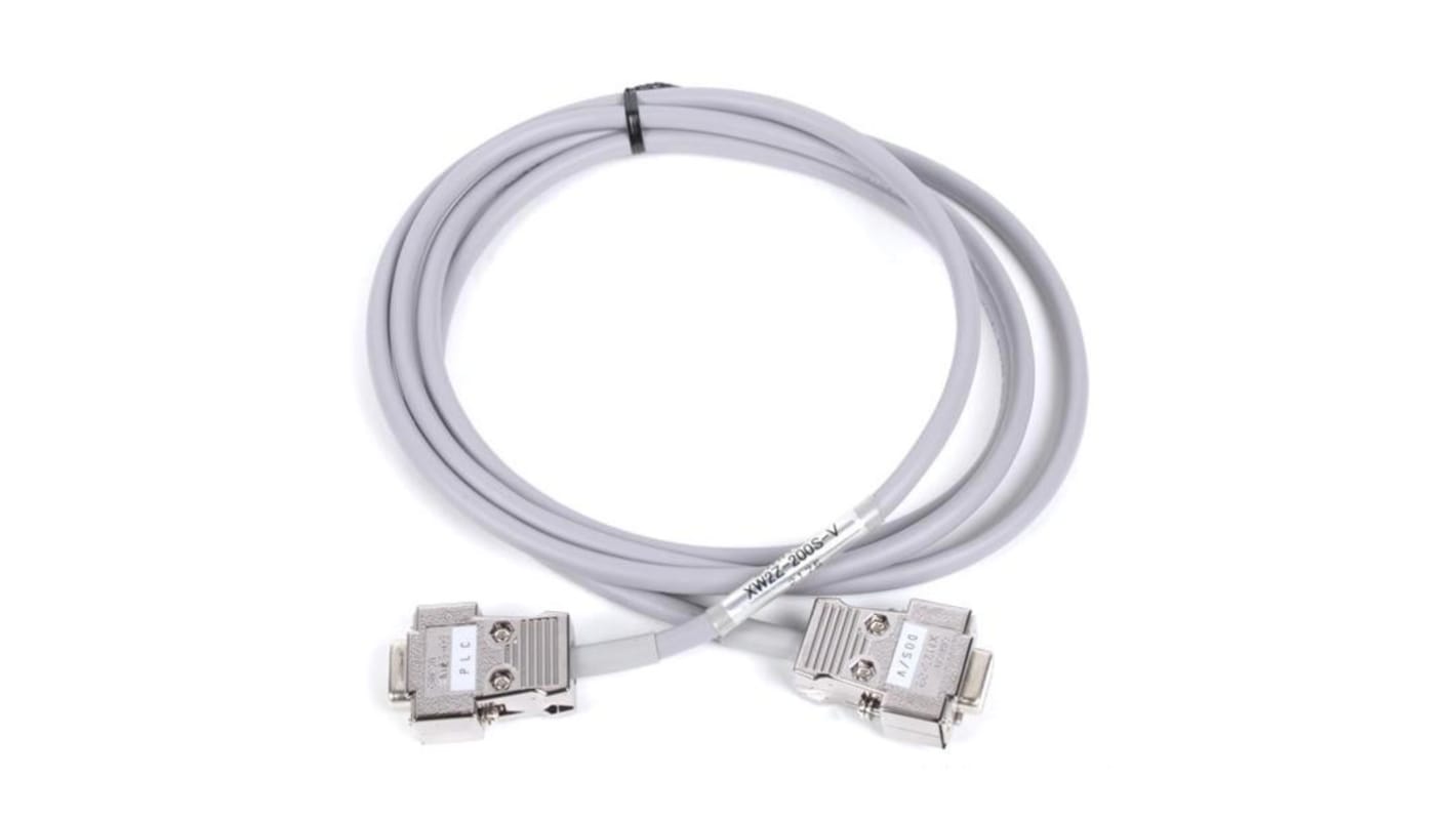 Cavo RS-232C Omron XW2Z-500T, 5 m, per collegamento NT HMI a 9 pin a porta PLC a 9 pin, con fili allentati.