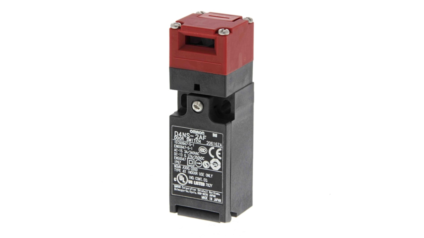 Interruttore di interblocco di sicurezza Omron D4NS-1CF, 2NC/1NA, corrente 10 A, custodia in plastica, ecologico.