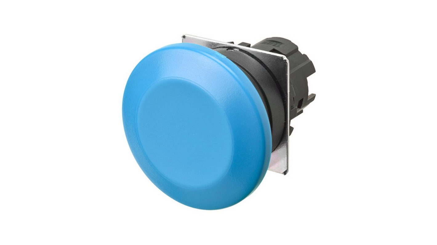 Attuatore pulsante instabile Omron A22NZ-BMM-NAA, testa a fungo blu opaco, diametro foro 22 mm, design compatto.