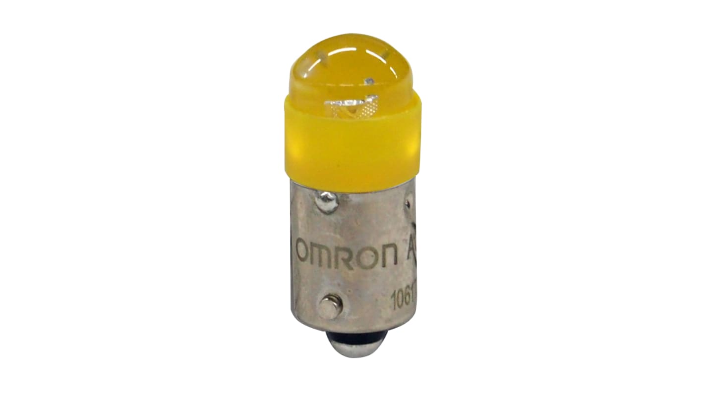 Lampada a pulsante LED gialla Omron A22NZ-L-YB, 12 V, compatibile con A22N, A30N, M22N, design compatto e resistente.