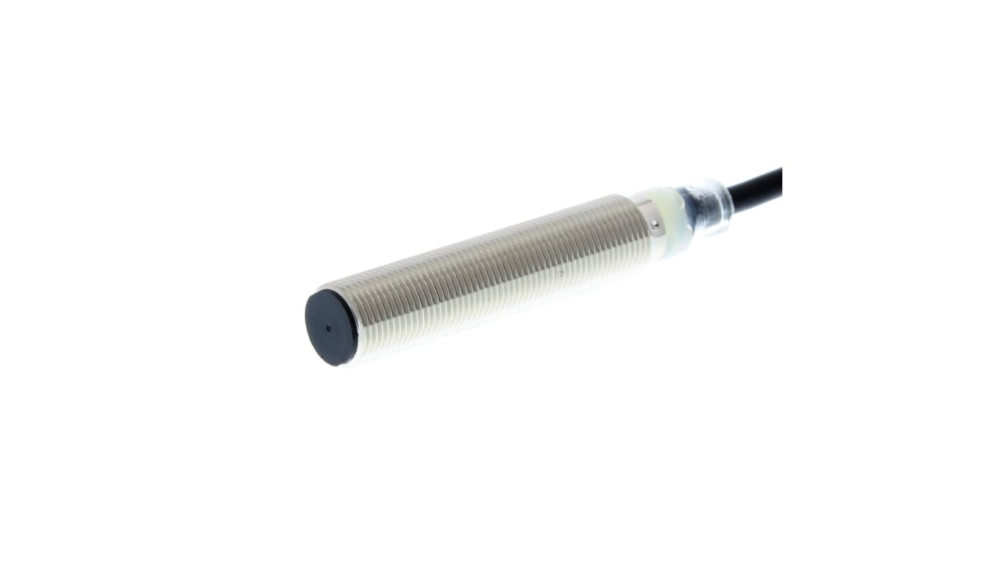 Sensore di prossimità induttivo cilindrico PNP Omron E2B-M12LS04-WP-B1 5M, corpo in ottone-nichel, gamma di rilevamento 4 mm, IP67.