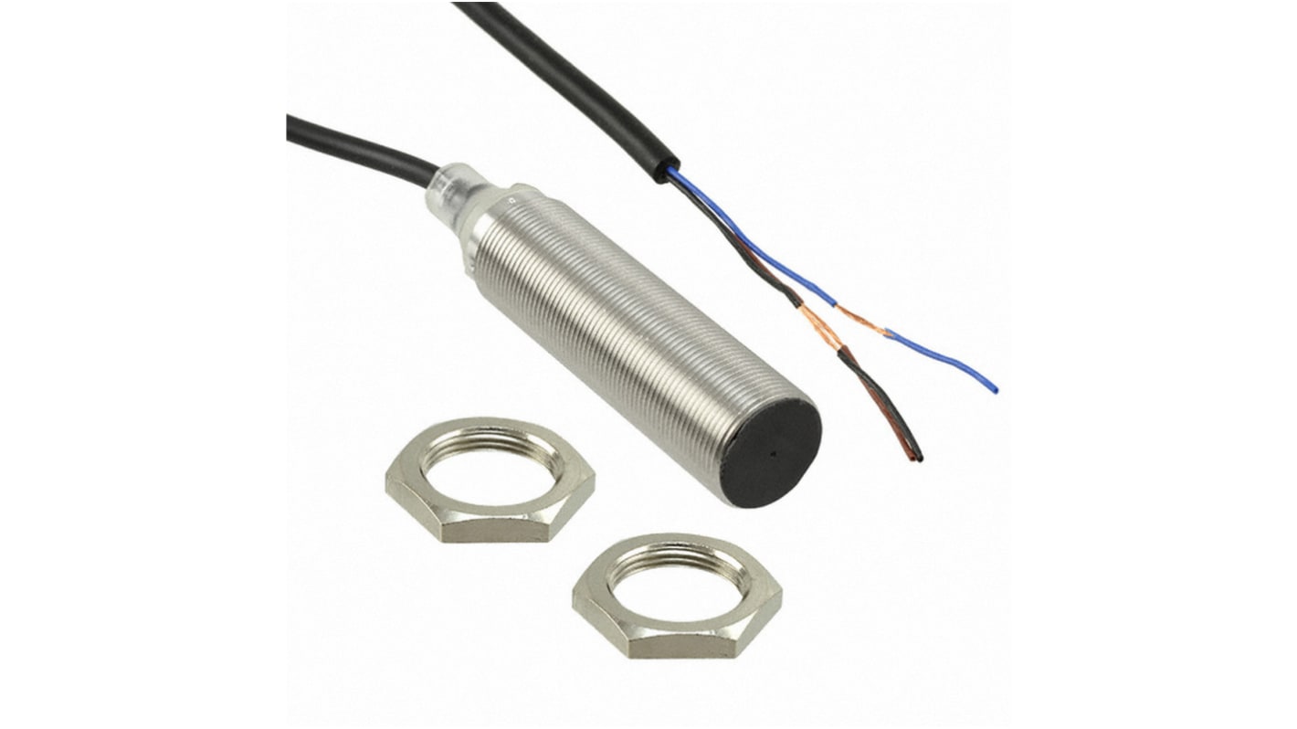 Sensore di prossimità induttivo cilindrico Omron E2B-M18LS08-WP-C1 2M, rilevamento 8 mm, corpo in ottone-nichel, cavo 2 m.