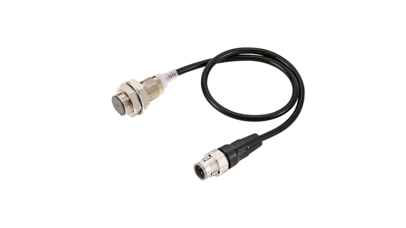 Sensore di prossimità induttivo cilindrico Omron E2E-X12B1T18-M1TJ 0.3M, PNP, M18 x 1, rilevamento 12 mm, IP67.