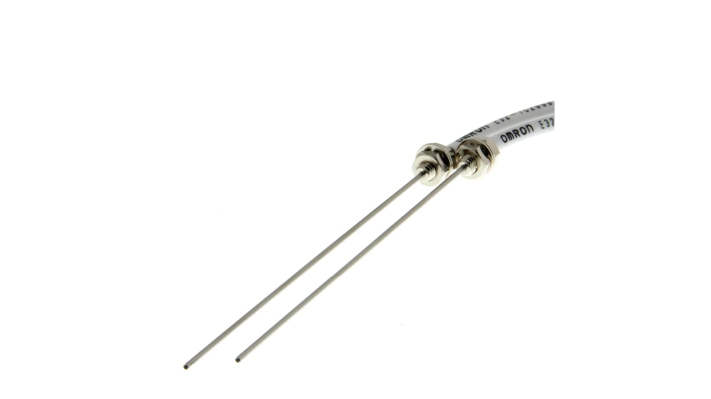 Sensore per fibre ottiche Omron E32-TC200B, alimentazione 12-24 V CC, grado di protezione IP67, gamma di rilevamento 1000 mm.