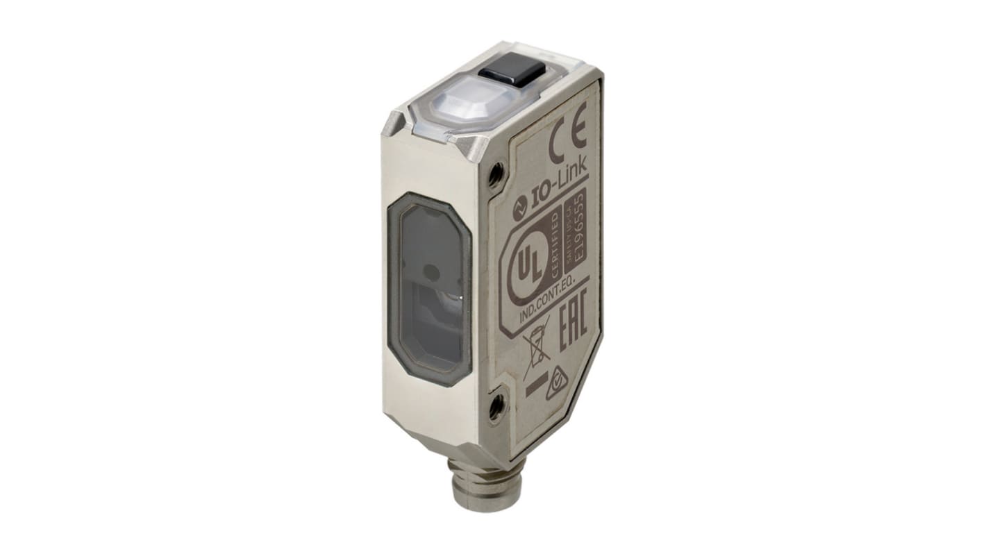 Sensore fotoelettrico Omron E3AS-F1000IMD M3, rilevamento a infrarossi fino a 1000 mm, corpo in acciaio inox, uscita PNP.