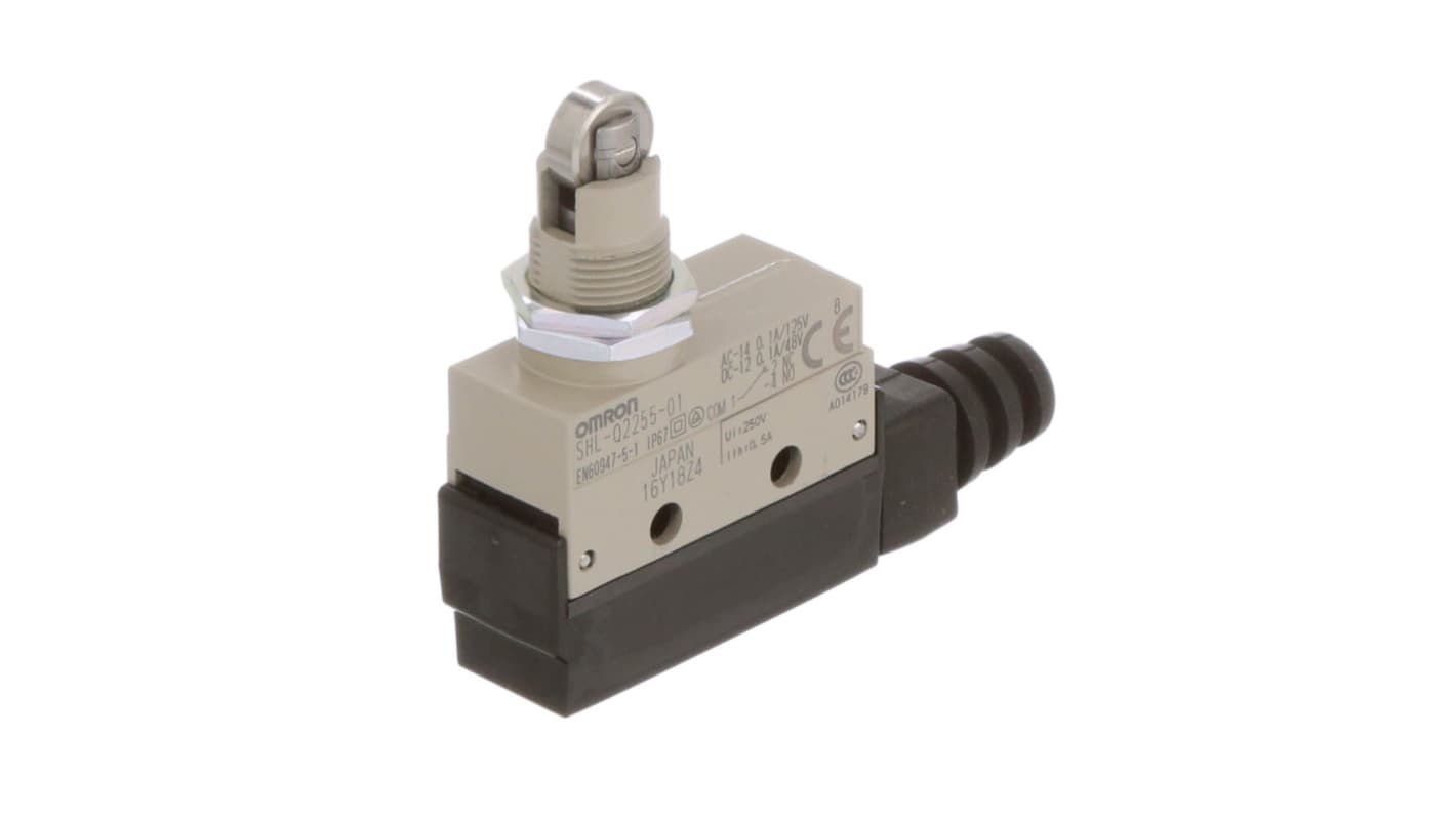 Tasto a rotella Omron SHL-Q2255-01, attuatore stantuffo 1NC/1NA, IP67, montaggio a pannello, custodia in metallo.