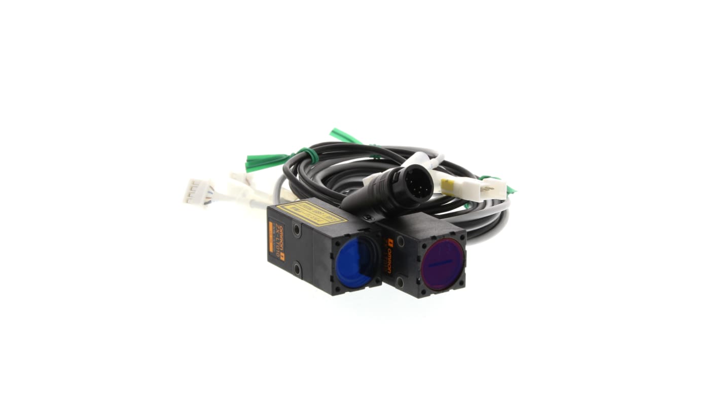 Sensore fotoelettrico Omron ZX-LT005, rilevamento a fascio diretto fino a 500 mm, testa laser 5 mm, grado di protezione IP40.