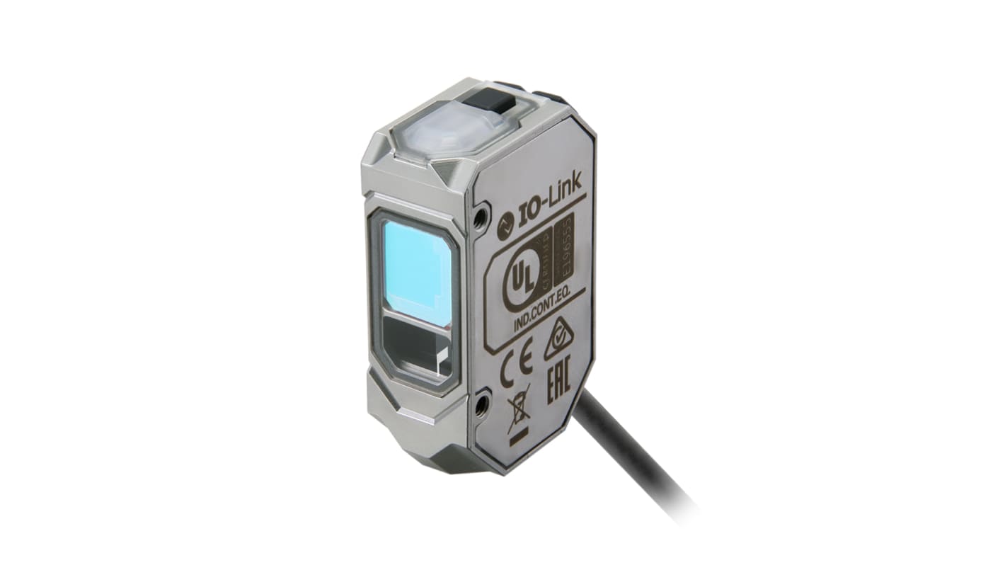 Omron E3AS-HL150MT 2M, sensore fotoelettrico rettangolare con rilevamento da 35 mm a 150 mm, uscita PNP, custodia in acciaio INOX.