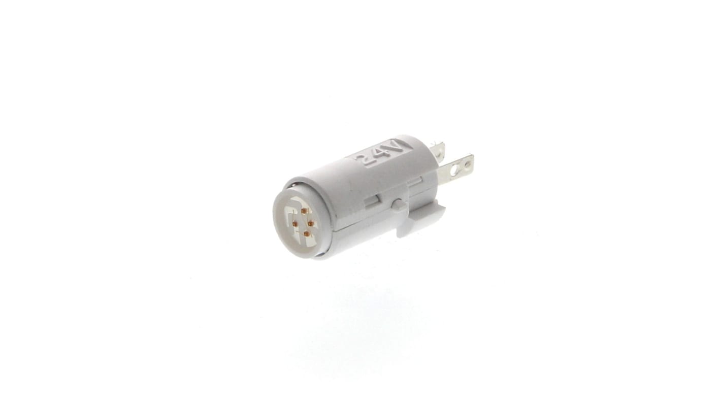 Omron A16-24DW, pulsante LED bianco per applicazioni industriali, include accessori e lampada LED.