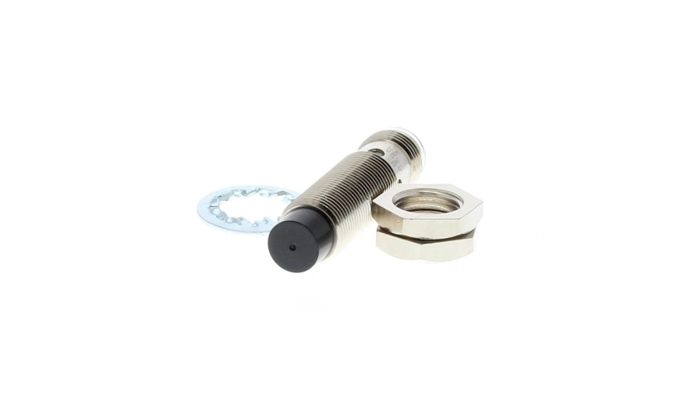 Sensore di prossimità induttivo Omron E2A-M12KN05-M1-B1-TP, cilindrico M12, uscita PNP, distanza di rilevamento 5 mm, IP67/IP69K.