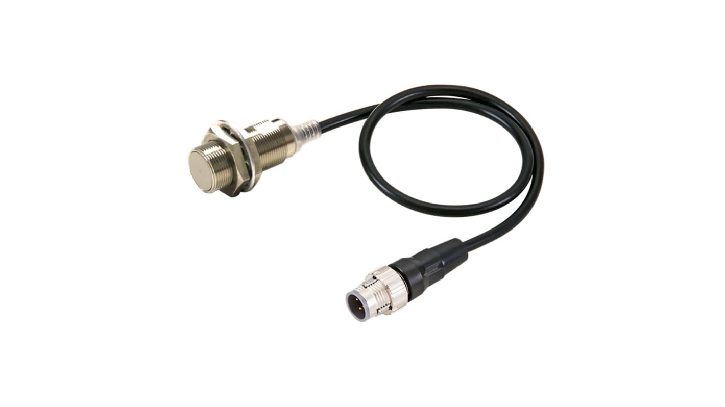 Sensore di prossimità cilindrico PNP Omron E2E-X8B1T18-M1TJ 0.3M, M18 x 1, rilevamento 8 mm, grado di protezione IP67.