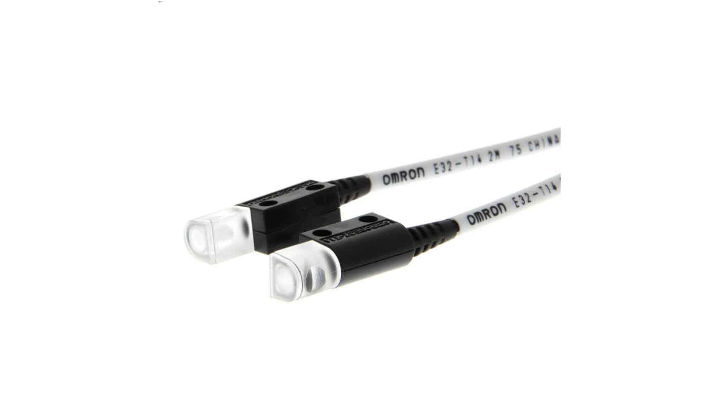 Sensore per fibre ottiche Omron E32-T14 5M, rilevamento a fascio passante, IP67, gamma 4000 mm, raggio di curvatura R25.