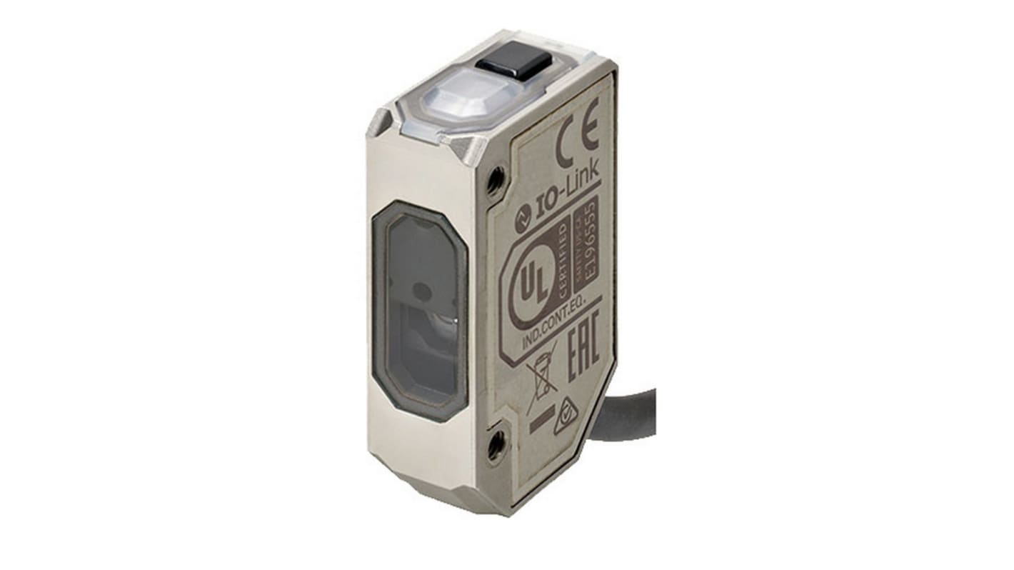 Omron E3AS-F1000IMT 2M, sensore fotoelettrico a retroriflessione, rilevamento fino a 1 m, uscita PNP, grado di protezione IP67.