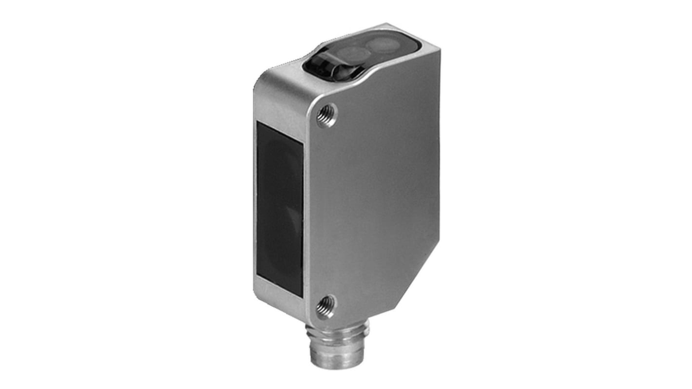 Omron E3ZM-LS89H, sensore fotoelettrico a soppressione di sfondo, rilevamento 200 mm, corpo metallico, IP67, connettore M8 a 4 pin.