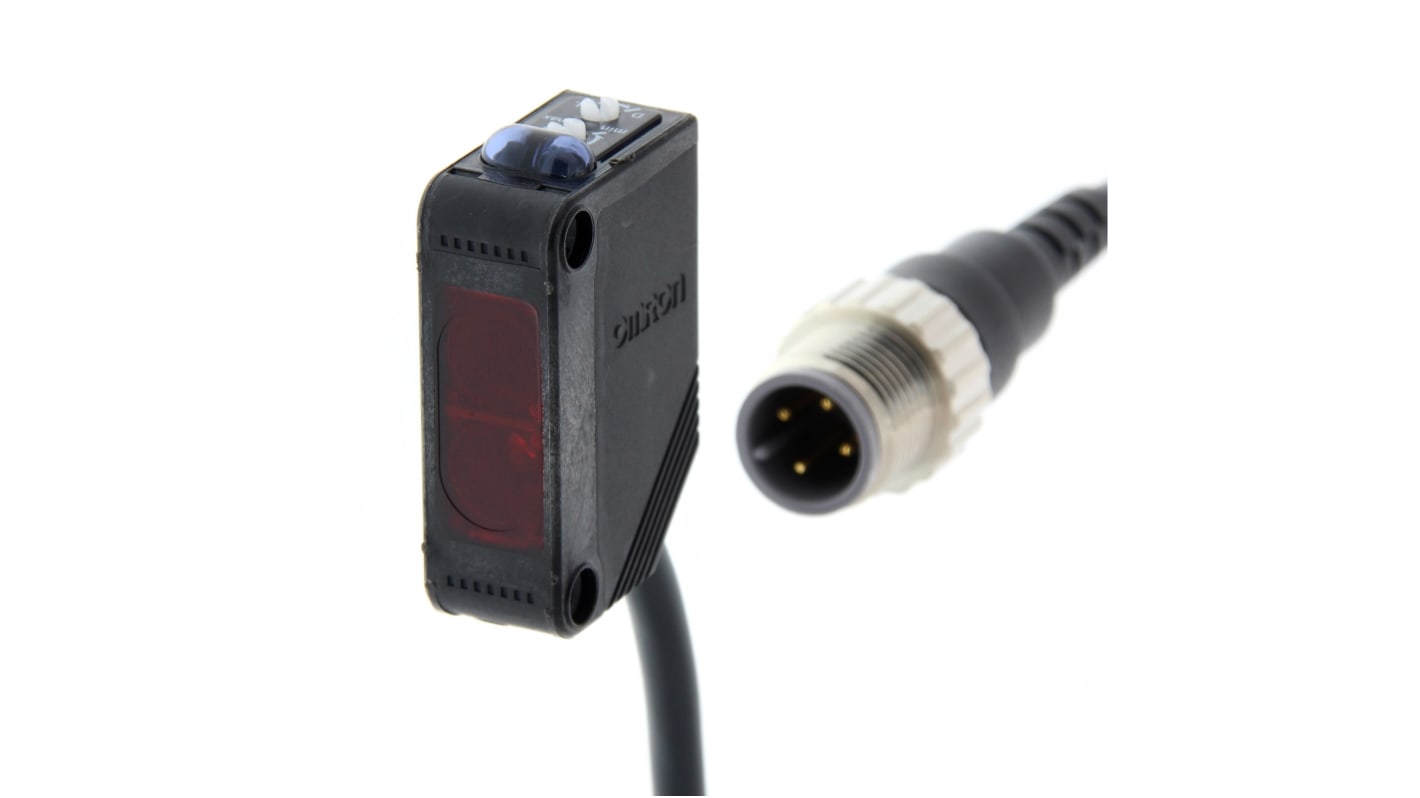 Sensore fotoelettrico Omron E3Z-T81-D-M1J-1 0.3M, rilevamento fino a 15 m, uscita PNP, connettore M12, grado di protezione IP67/IP69K.