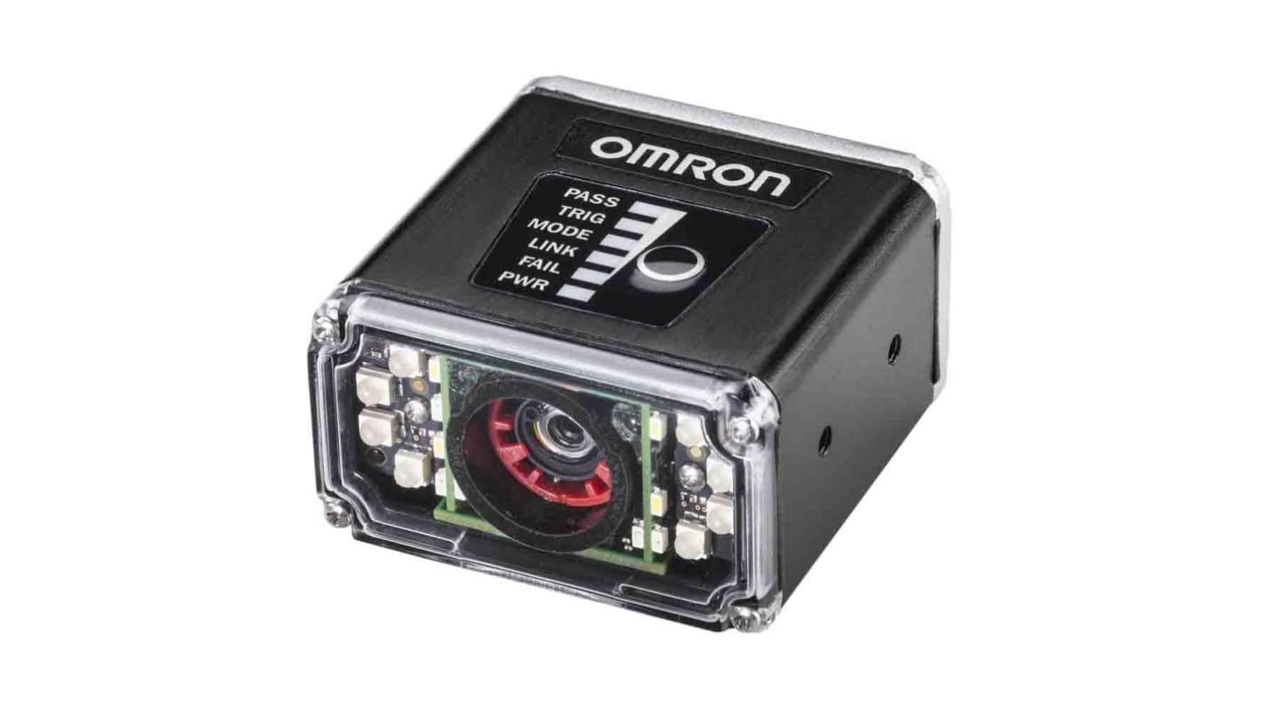 Lettore codici a barre Omron V430-F000L12M-SRX, telecamera monocromatica 1,2 MP, messa a fuoco automatica fino a 1200 mm.