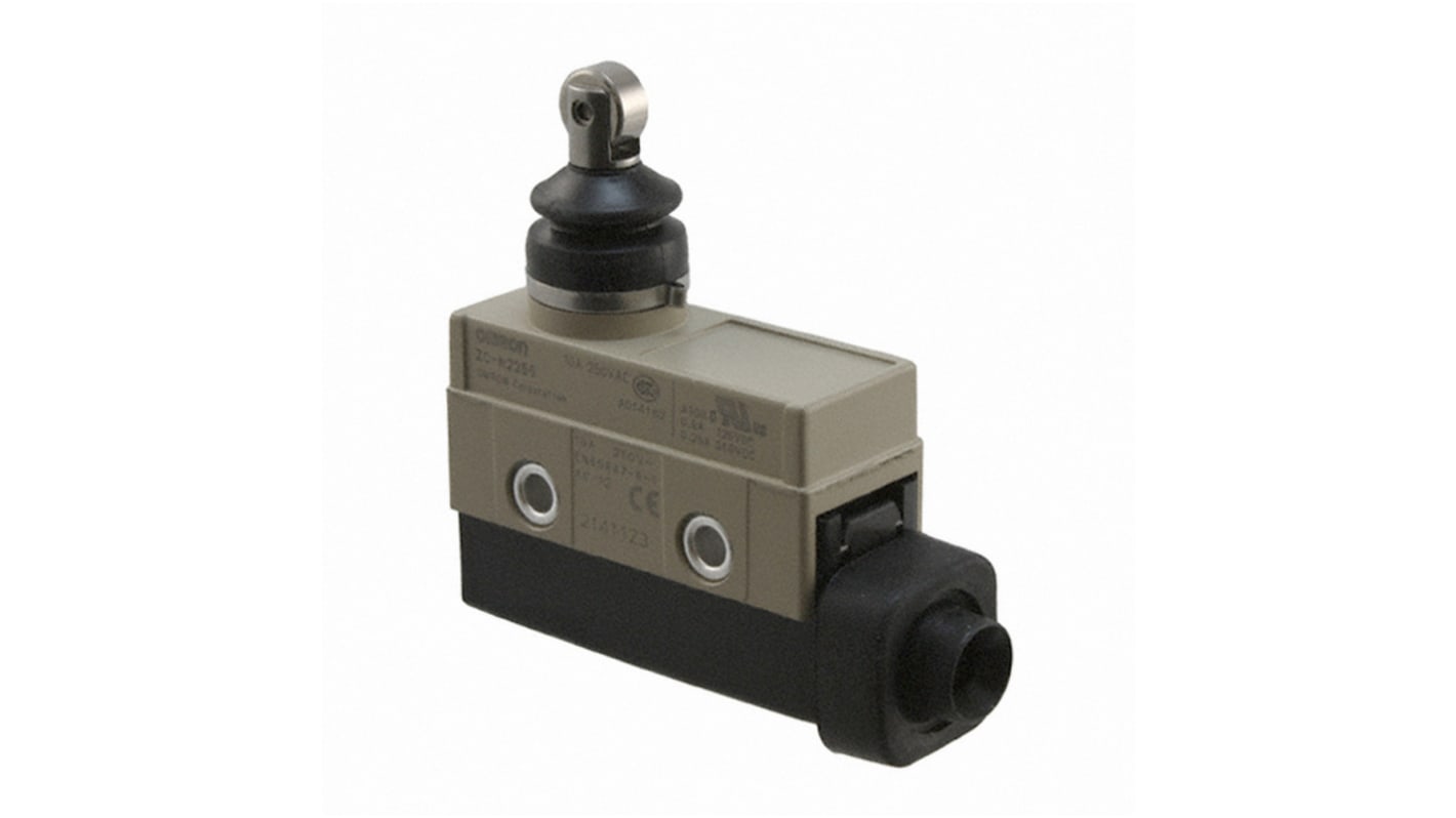 Interruttore di fine corsa Omron ZC-N2255, attuatore a rotella SPDT, grado di protezione IP67, corrente 15A, tensione 250V.