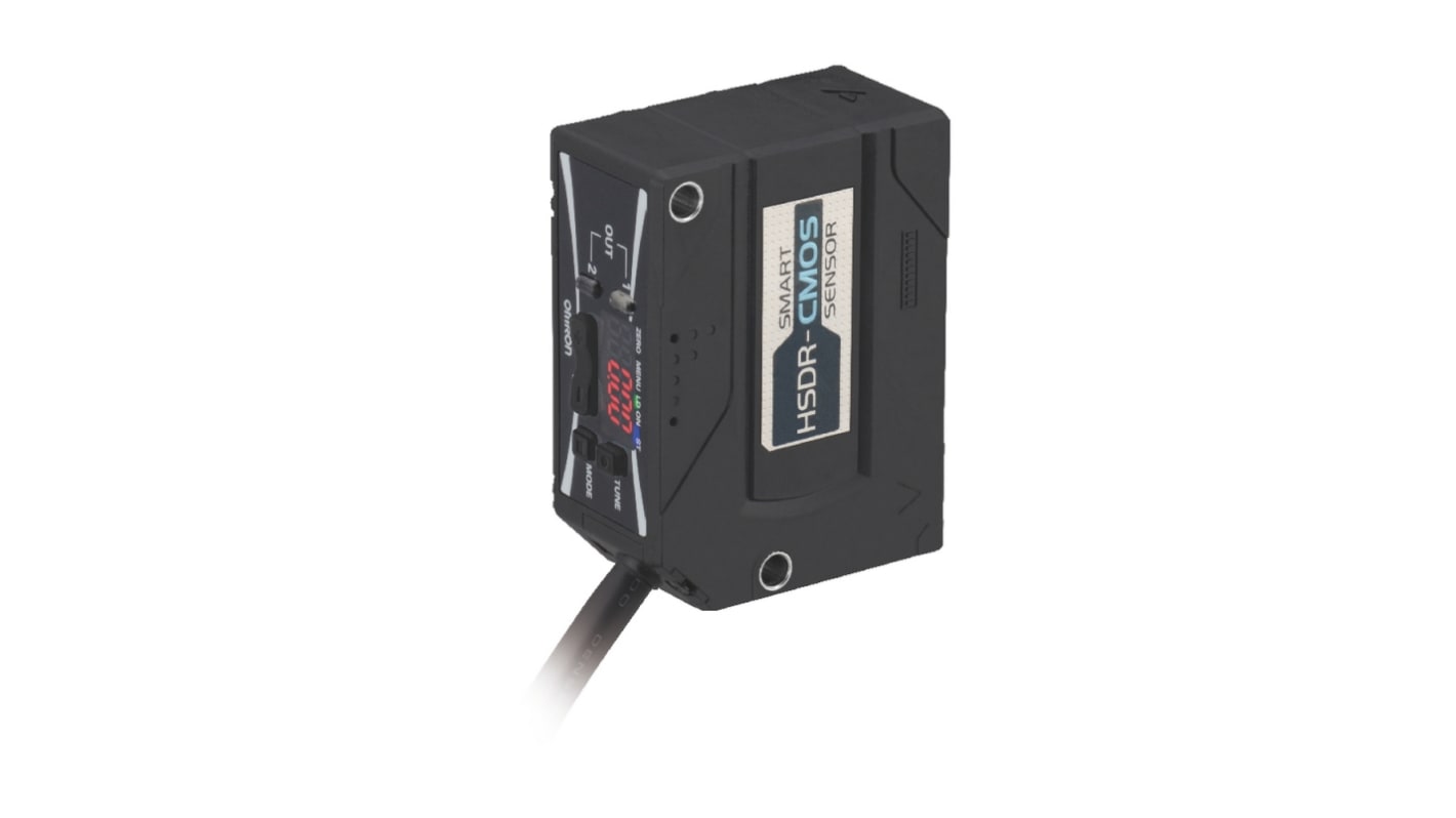 Sensore fotoelettrico PNP Omron ZX1-LD600A81 5M, rilevamento laser fino a 600 mm, precablato, grado di protezione IP67.
