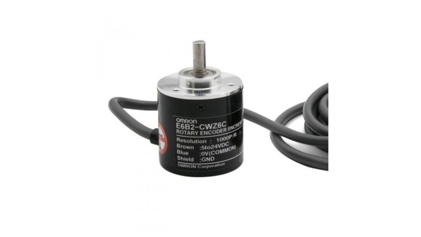 Encoder incrementale Omron E6B2-CWZ6C, 500 impulsi/giro, diametro 50 mm, alimentazione 24 V dc, grado di protezione IP64.